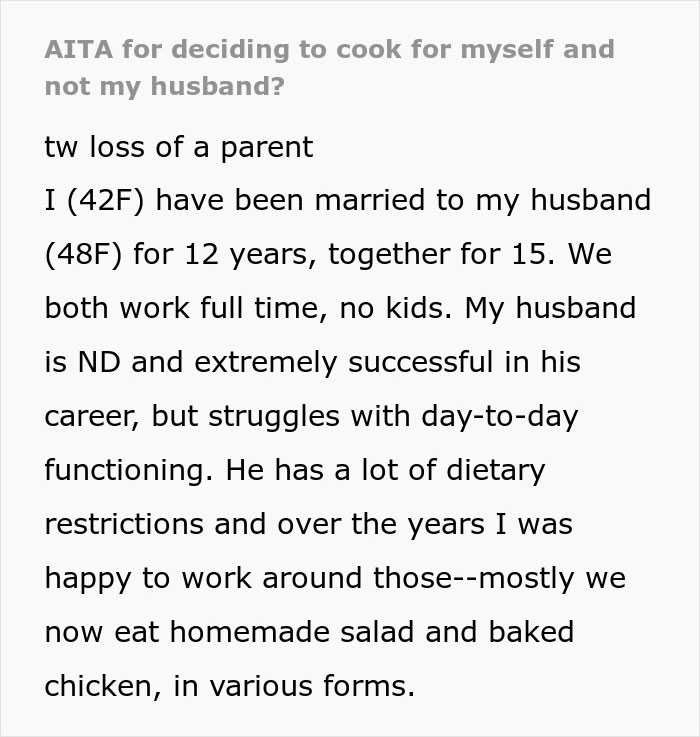 Woman Is Sick Of Catering To Husband’s “Mysterious Symptoms”, Starts Cooking Only For Herself