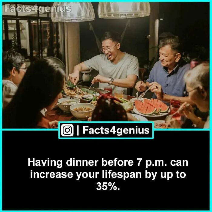 A group of people enjoying dinner together, highlighting a fact about early dining for increased lifespan.