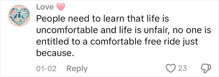 Social media comment about life being uncomfortable, relating to mental health reasons for employment choices.