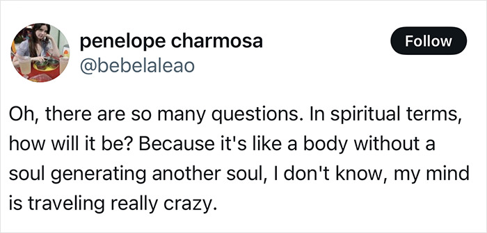 Tweet discussing spiritual questions about a pregnant woman on life support, sparking heated debate.