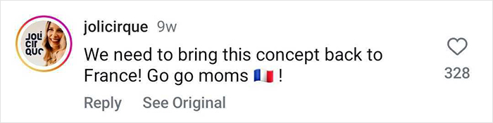 Comment praising two moms redefining partying with nightclubs, suggesting the concept is brought to France.