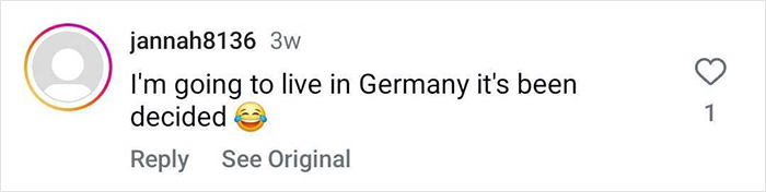 Instagram comment about moving to Germany.