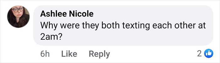 Comment questioning Justin Baldoni texting Blake Lively at 2am.