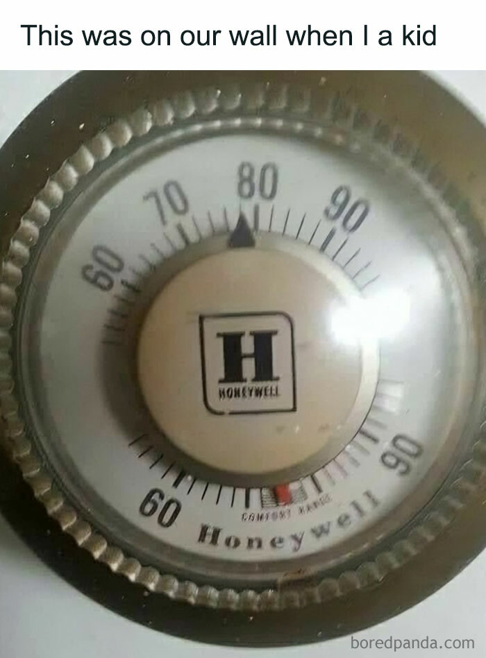 Retro Honeywell thermostat; Gen X nostalgia with temperature dial and beige color, reminiscent of childhood memories.