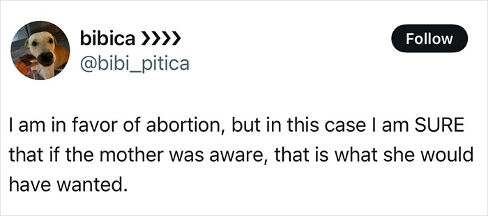 Tweet discussing the ethical debate over keeping a pregnant woman on life support to save the baby.