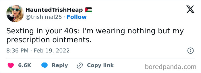 Tweet humorously describes life in your 40s with a joke about prescription ointments.