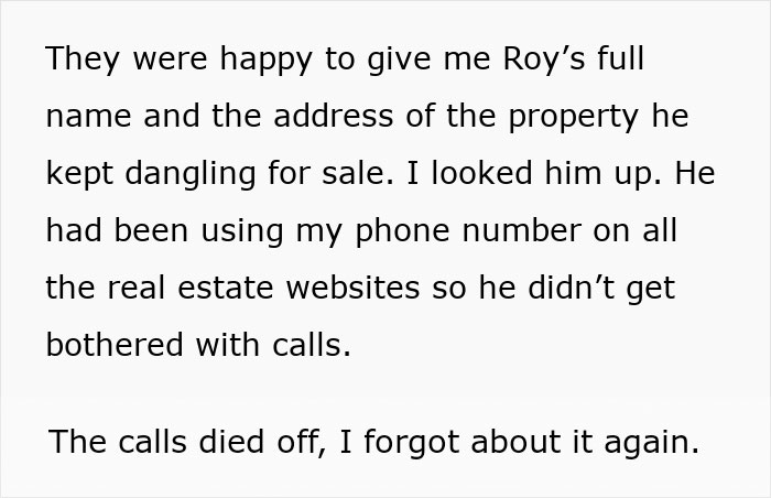 Text about someone discovering their number was used for realtor spam calls.