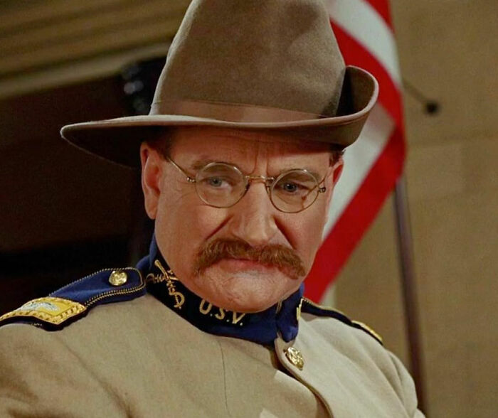 Actor in period military costume, wearing glasses and a hat, in a scene highlighting pigeonholed roles.