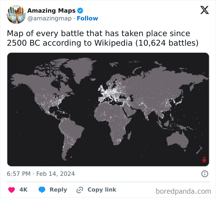 World map highlighting battles, showcasing maps that change perspective on historical conflicts.