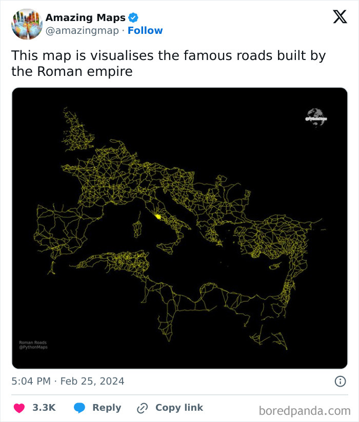 Map displaying Roman Empire roads, highlighting routes that change perspective on historical infrastructure.