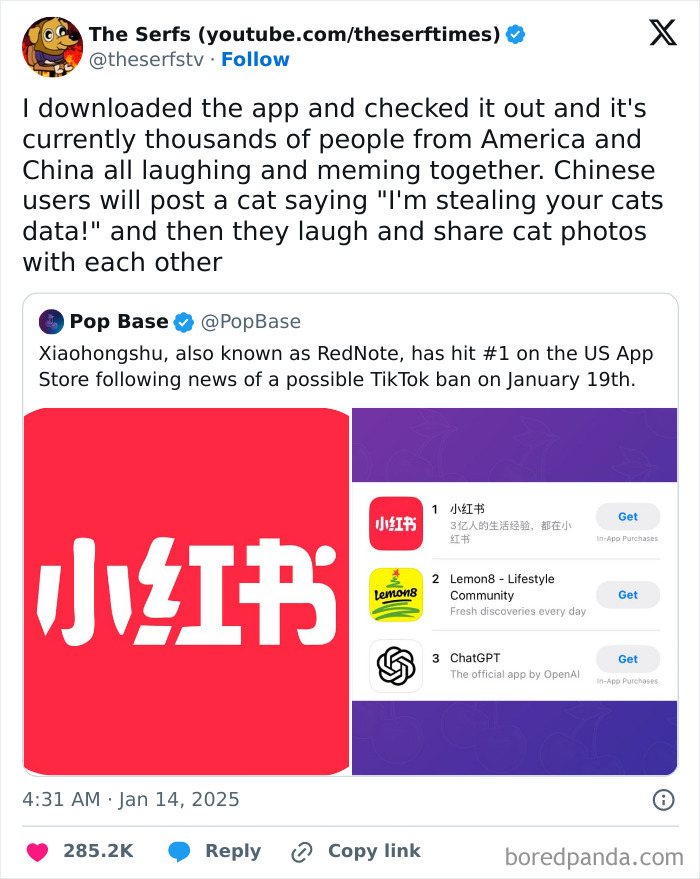 American reactions to TikTok ban include memes and discussions about alternative apps like RedNote.