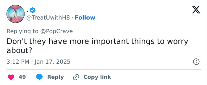 Tweet questioning the TikTok ban, suggesting there are more important issues to address.