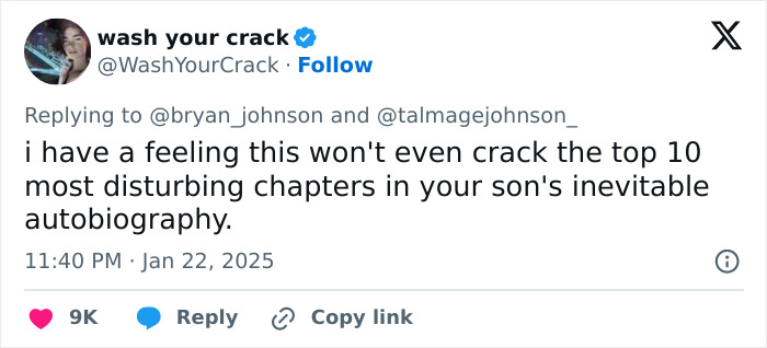 Tweet criticizing billionaire tracking son's intimate details, discussing autobiography.