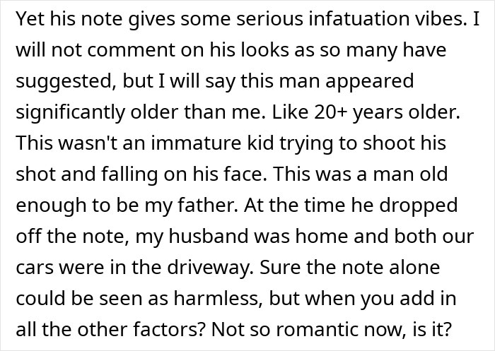 Note from Amazon driver causing concern over infatuation.