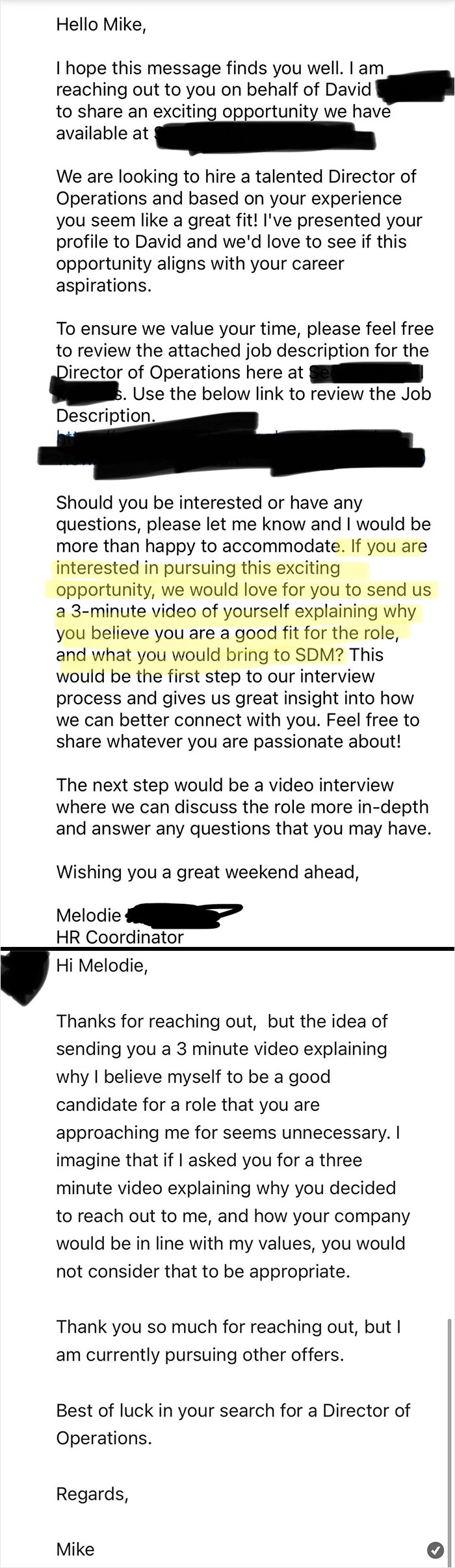 A Company Found Me On Linkedin And Reached Out To Me, This Was My Response