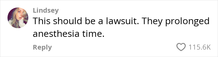 Lindsey's comment criticizing insurance call during surgery, mentioning prolonged anesthesia.