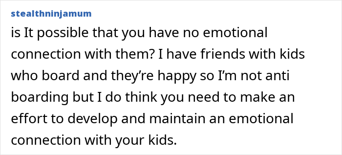 Comment discussing emotional connection with children living abroad.