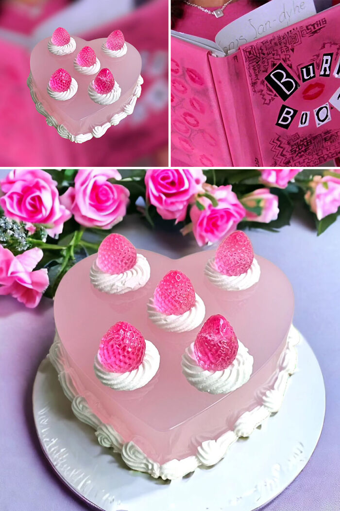 Artist's cake-inspired storage box with pink roses and whipped cream details.