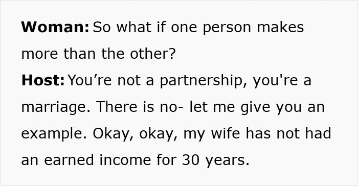 Text conversation discussing married couples combining incomes.