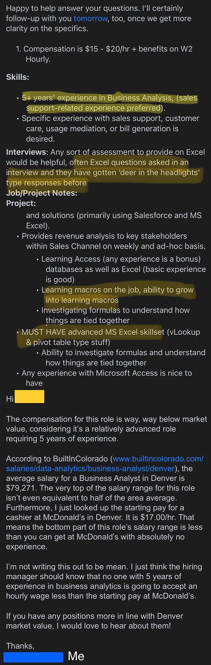 Got An Email From A Recruiter Today. I Was Interested Until They Disclosed The Pay. It’s Seriously Insultingly Low For The Role And Requirements. So I Told Them Just That Over Email