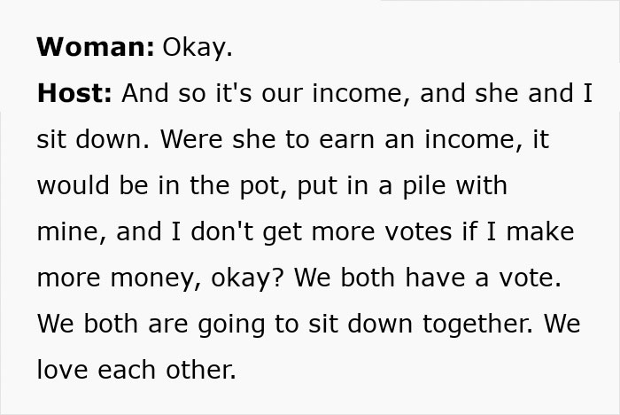 Text discussing finance expert's viewpoint on married couples combining incomes.