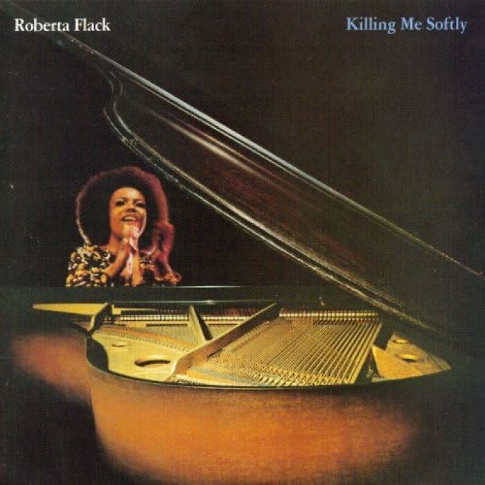 Album cover showing Roberta Flack and a grand piano, highlighting timeless '70s music.