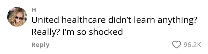 Comment questioning insurance company's actions during surgery, emphasizing disbelief.