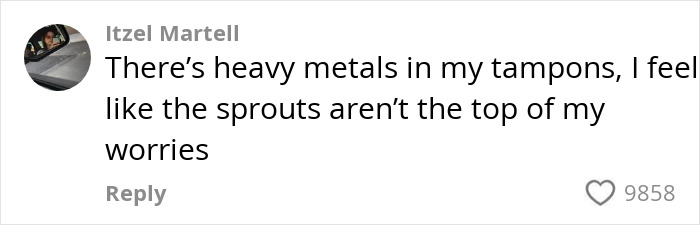 Comment on concerns over heavy metals and food safety, mentioning sprouts.