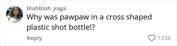 Comment questioning a plastic bottle, related to washing dirt from sons' mouths.