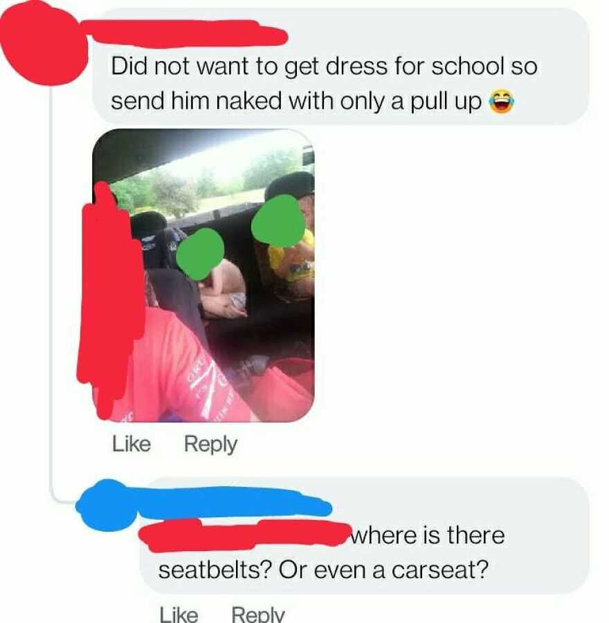 In A Why Did Your Toddler Tantrum Thread Mom Admits To Sending Her Son To School With No Shoes Or Clothes And Posts Them Completely Unrestrained In The Car