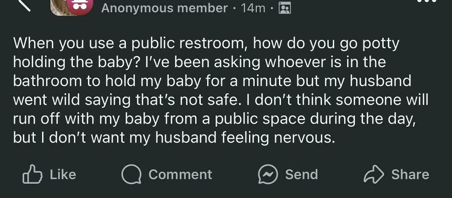 Need To Pee? Hand Your Baby To A Random Stranger In The Public Restroom!