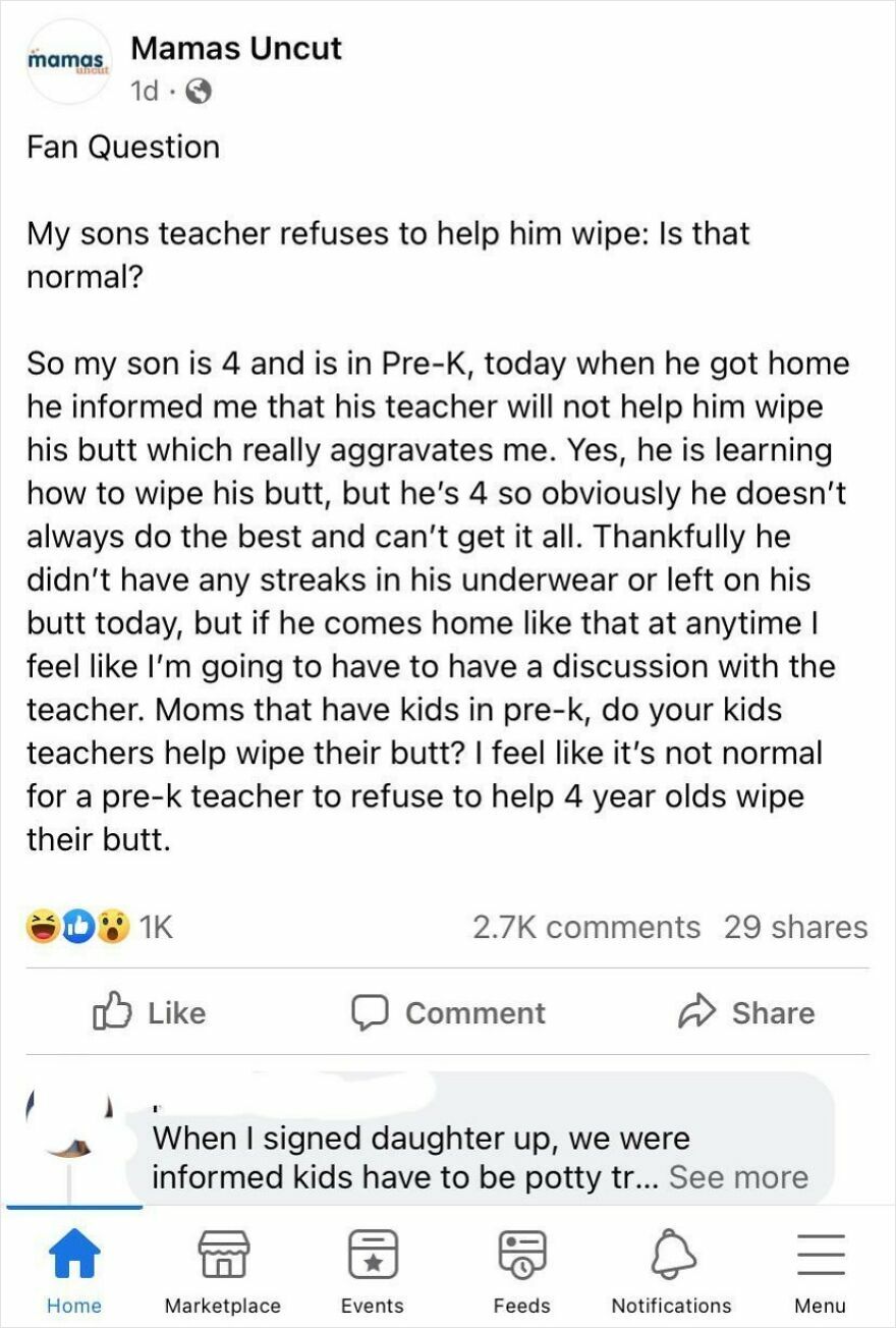 Teachers Should Also Have To Wipe Children’s Behinds