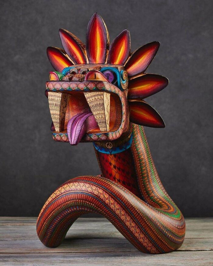 I’m A Native Mayan Artisan In Mexico, I Made This Wooden Kukulkan Sculpture. (Also Known As Quetzalcoatl) This Artform Is Native In My Country