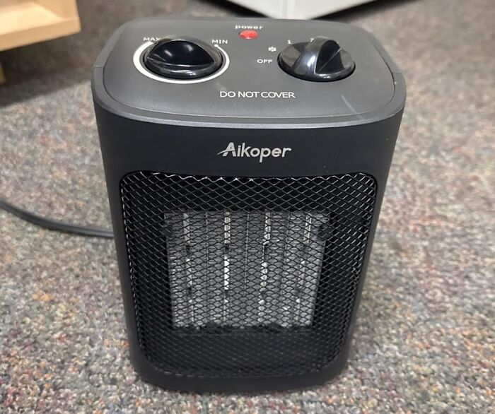 Aikoper space heater on carpet, featured in Amazon winter discount deals.