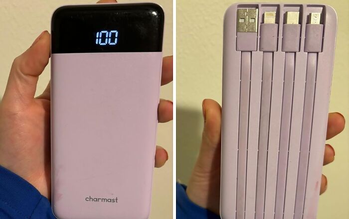 Portable power bank with multiple connectors, featured in Amazon winter deals for biggest discounts.