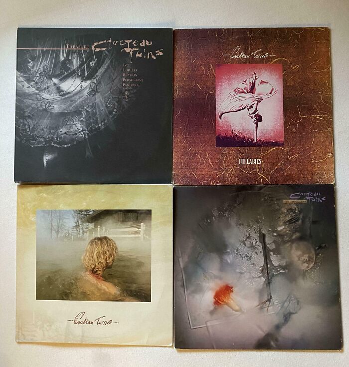 80s nostalgia pictures featuring Cocteau Twins album covers in a grid layout.