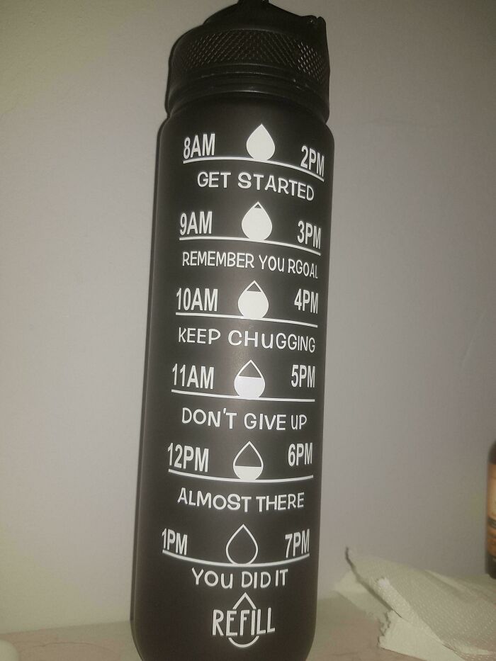 Opaque Bottle Has Drinking Goal Marks