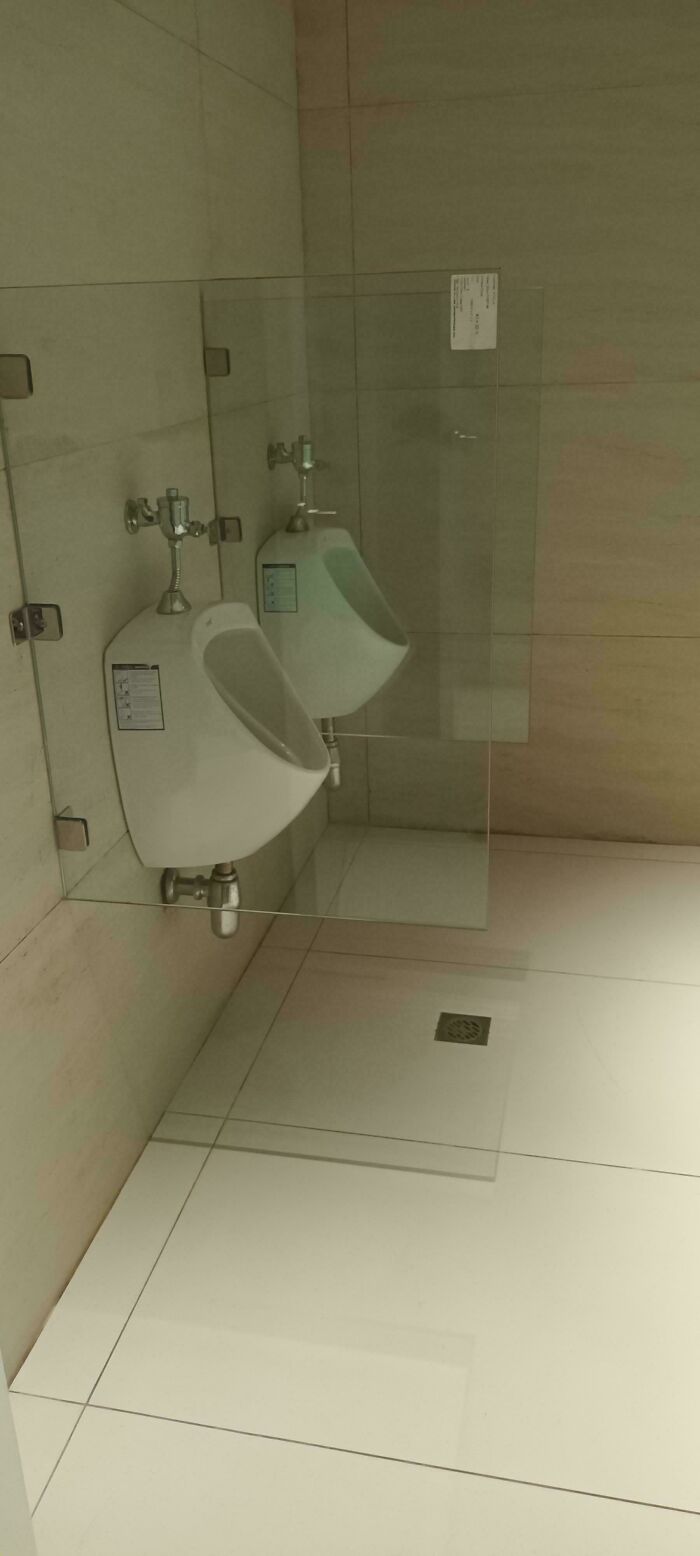 Fully Transparent Urinal Glass Partition. More Cr*ppy Than Interesting Imo