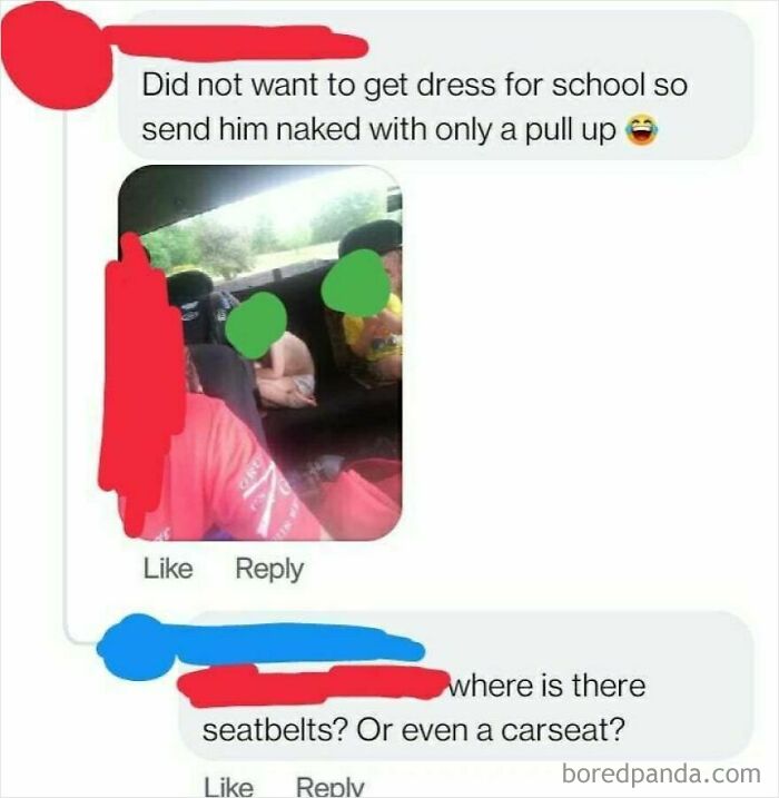 In A Why Did Your Toddler Tantrum Thread Mom Admits To Sending Her Son To School With No Shoes Or Clothes And Posts Them Completely Unrestrained In The Car