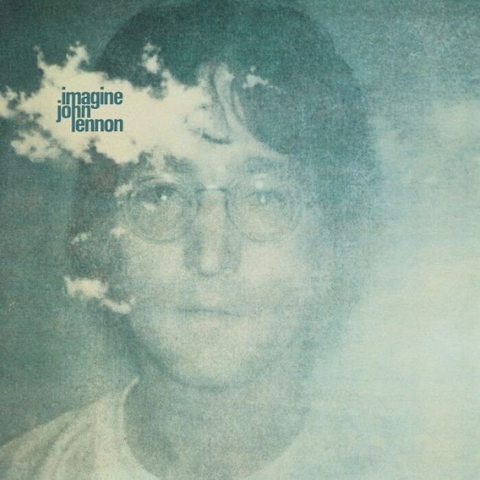 Album cover of "Imagine" by John Lennon, iconic '70s song.