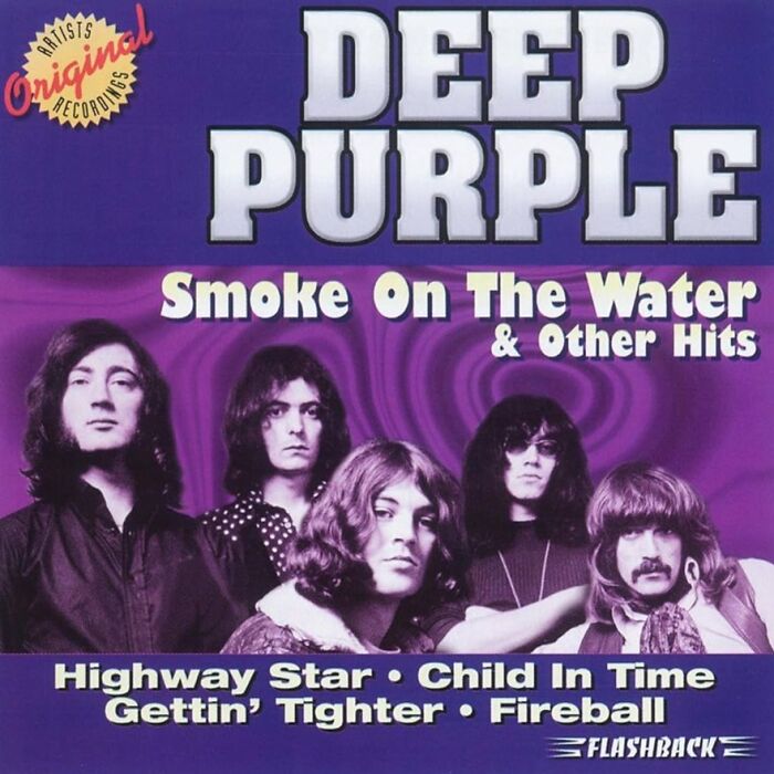 Deep Purple album cover featuring '70s songs like "Smoke On The Water" and other hits.