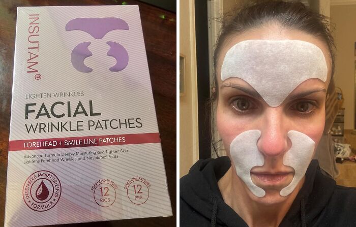 Facial wrinkle patches for a more put-together look in 2025, shown on a woman's face.