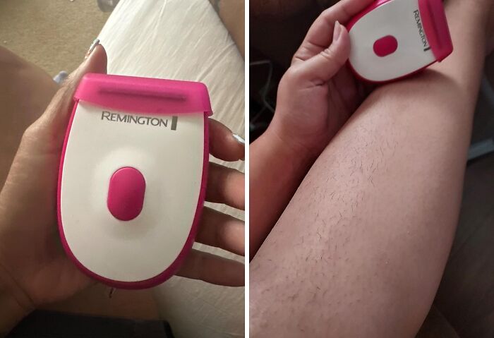 Pink Remington grooming device being used on a leg for a more put together look in 2025.