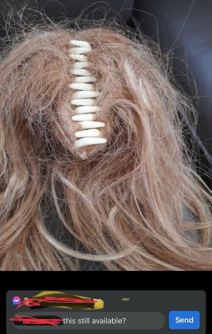 Hair with teeth ornament, listed online.