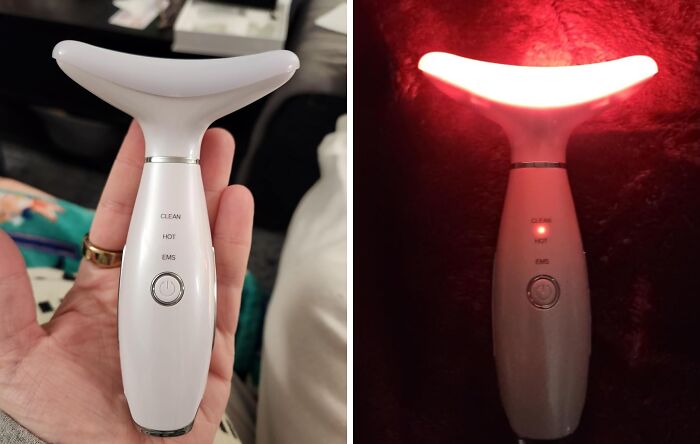 A white beauty device with LED light function, highlighting a best seller from TikTok shopping trends.