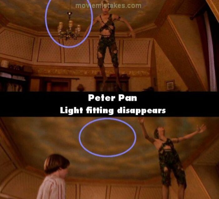 Funny movie mistake: In Peter Pan, a ceiling light fitting disappears between scenes.