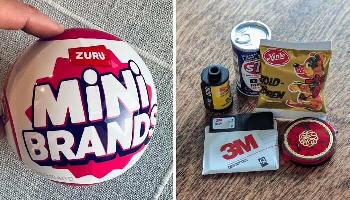 Mini Brands capsule and retro items like film roll, floppy disk, and candy pack, evoking Retro Fever nostalgia.