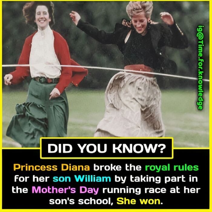 Two women racing, one in red and green attire, another in black and beige, with "Did You Know?" fact text below.