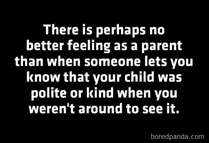 Text post about the joy of being a parent, highlighting a mom's pride in her child's kindness.