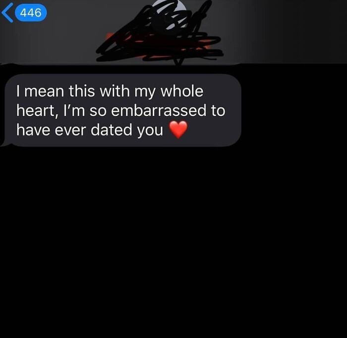 Text message meme about dating in your 30s, expressing embarrassment for having dated someone, with a red heart emoji.